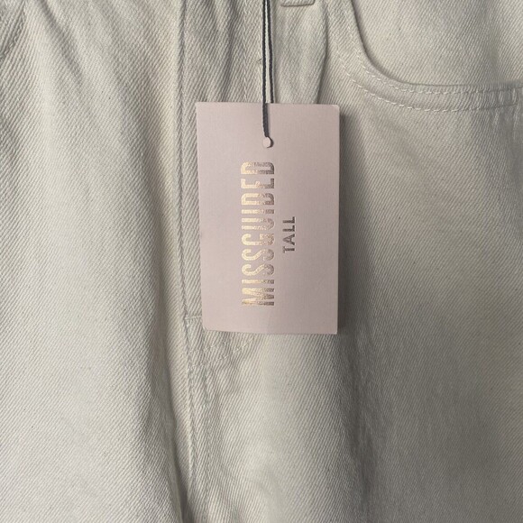 Missguided Women Tall Enzyme Dad Jean High Waisted Raw Hem Mom Jeans Sand Sz 2 - Picture 5 of 16